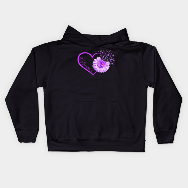 Funny Heart Alzheimers Awareness Purple Ribbon Gift Kids Hoodie by jordanfaulkner02